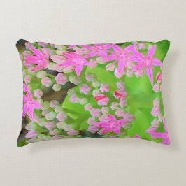 Shock rosa Succulent Sedum med Fleshy Grönt Lövs Prydnadskudde