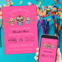 Shock rosa Sugar Döskallar Day of the dead Birthda
