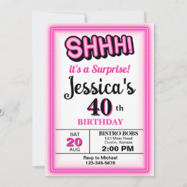 Shock rosa Surprise Party Birthday Inbjudningar