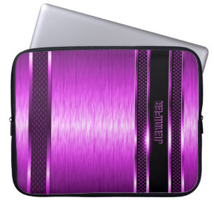 Shock rosa & svart design, borstat aluminiumutseen laptop sleeve