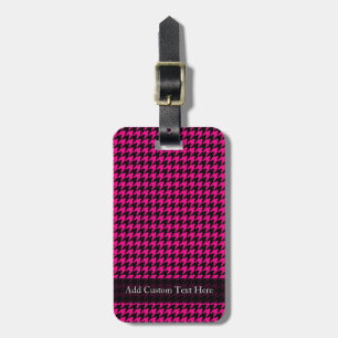 Shock rosa/svart houndstooth bagagebricka