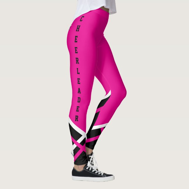 Shock rosa svartvit hejaklacksledaremegafon leggings (Höger)