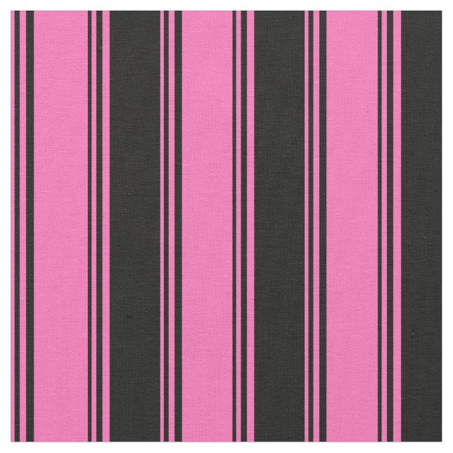 Shock rosa & Svartvit/stripe Mönster Tyg (Närbild)