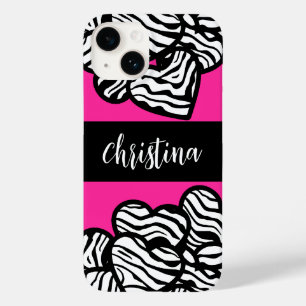 Shock rosa svartvitt zebra mönstrad hjärtat namn