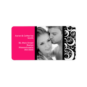 Shock rosa Swirl Photo Adressetiketters Adressetikett