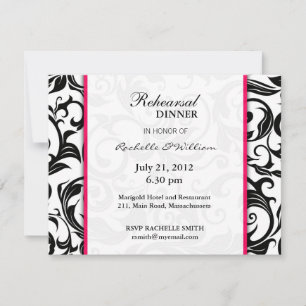Shock rosa Swirl Rehearsal Dinner Card Inbjudningar