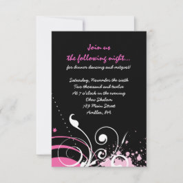 SHOCK ROSA SWIRLS & STARS Bat mitzvah Party-kort Inbjudningar