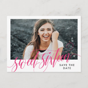 Shock rosa Swirly-Sweet sixteen Spara datum Vykort