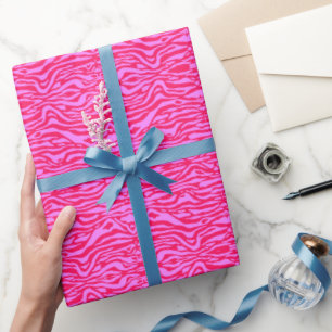 Shock rosa Tiger Rand omslagning papper Presentpapper