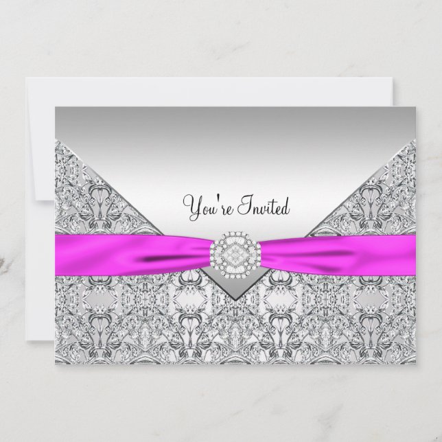 Shock rosa Tillfällen Party-mall Inbjudningar (Framsida)