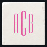 Shock rosa Tre Brev Monogram Stenunderlägg<br><div class="desc">Modern shock rosa först förra mitten namn, tredimensionell stil-monogramdesign från brev i ett snyggt fet stil med versaler. Välj ett annat färg om du vill skapa din egen underlägg för en brud eller annan medlem i bröllopsfesten. Om du överför den monogrammade designen kan du markera hela brev och flytta dem....</div>