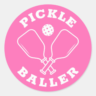 Shock rosa trendig Pickle Baller Runt Klistermärke