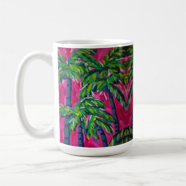 Shock rosa Tropical Handflatan Kaffemugg (Vänster)