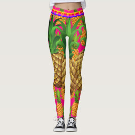 Shock rosa Tropiska anananas Leggings