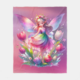 Shock rosa Tulip Fairy Princess Girls Fleecefilt
