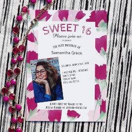 Shock rosa Tulips Sweet 16 inbjudningar