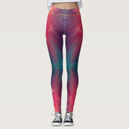 Shock rosa turkos abstrakt linjer mönster modern leggings