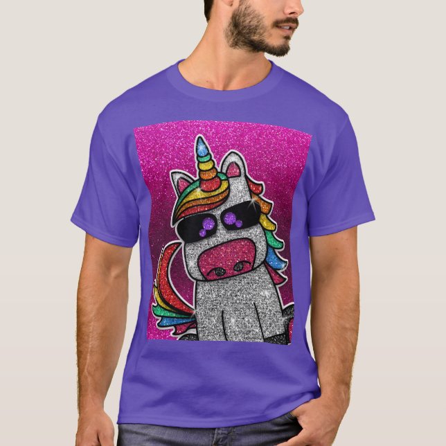 Shock rosa Unicorn Jersey Namn + Number T Shirt (Framsida)