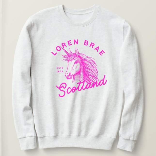 Shock rosa unicorn Loren Brae sweatshirt T Shirt (Design framsida)