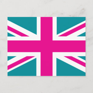 Shock Rosa Union Jack British (UK) Flagga Vykort
