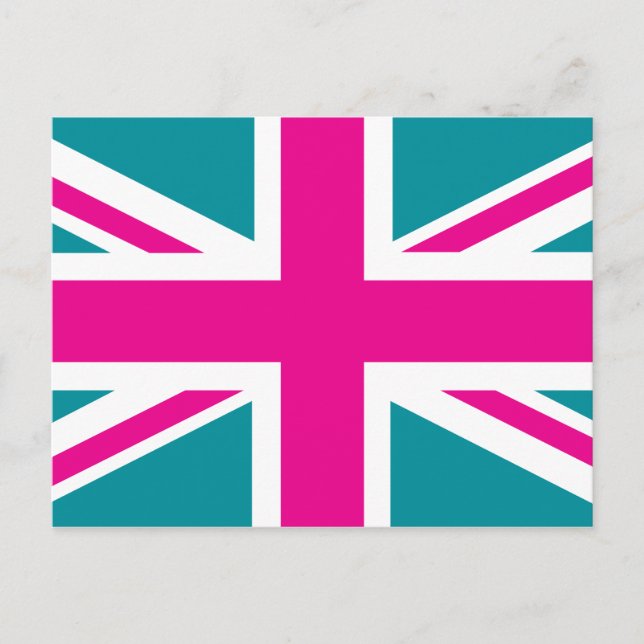 Shock Rosa Union Jack British (UK) Flagga Vykort (Framsida)
