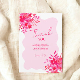 Shock rosa vågigt barndusch för blommigt av rödros tack kort