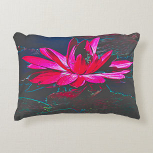 Shock rosa Vatten Lily Pillow med Designer-Poder Prydnadskudde