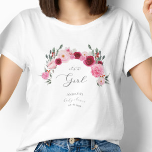 Shock rosa Vibrant Blommigt Det är en flicka Baby T Shirt