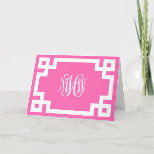 Shock rosa Vine Script Monogram grekiska Nyckel DI Kort