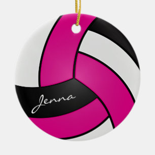 shock rosa, vit och svart anpassar Volleyball-🏐 Julgransprydnad Keramik