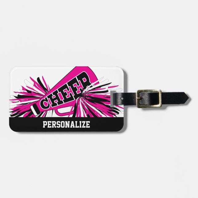 Shock rosa, vit och svart magisterkulafon bagagebricka (Horisontell Framsida)