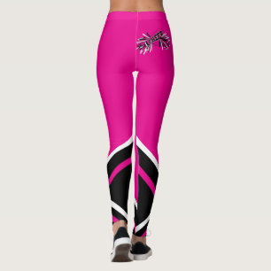 Shock rosa-, vit- och svarthejaklacksledaremegafon leggings
