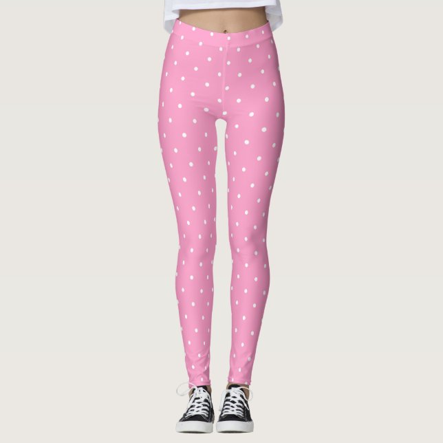 Shock rosa Vita cirklar Dit Elegant Trendig Leggings (Framsida)