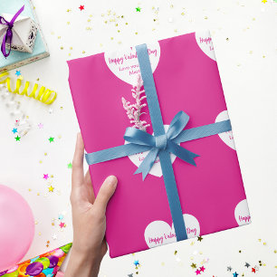 Shock rosa vita hjärtan Valentindagen Presentpapper