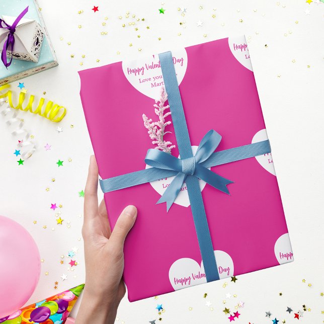 Shock rosa vita hjärtan Valentindagen Presentpapper (Skapare uppladdad)