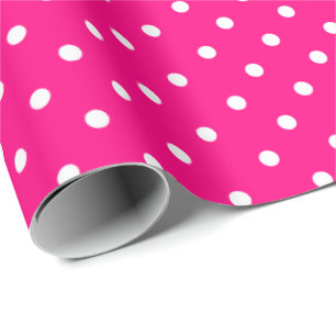 Shock rosa Vita Polka-rotationsvarv Papper Presentpapper