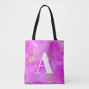 Shock rosa Watercolor Monogram Typography Tygkasse