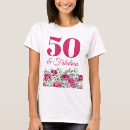 Shock rosa Watercolor Peonies 50 & Fabulous T Shirt