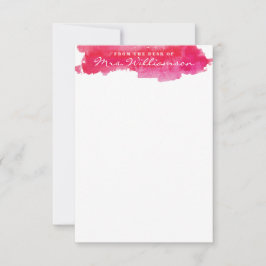 Shock rosa Watercolor Stationery Anteckningskort
