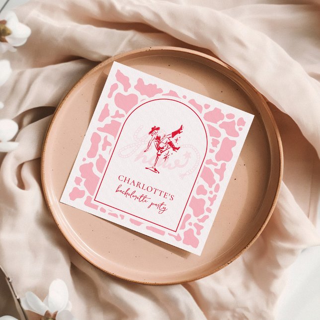 Shock rosa Westerna Bachelorette Party Pappersservett (Skapare uppladdad)