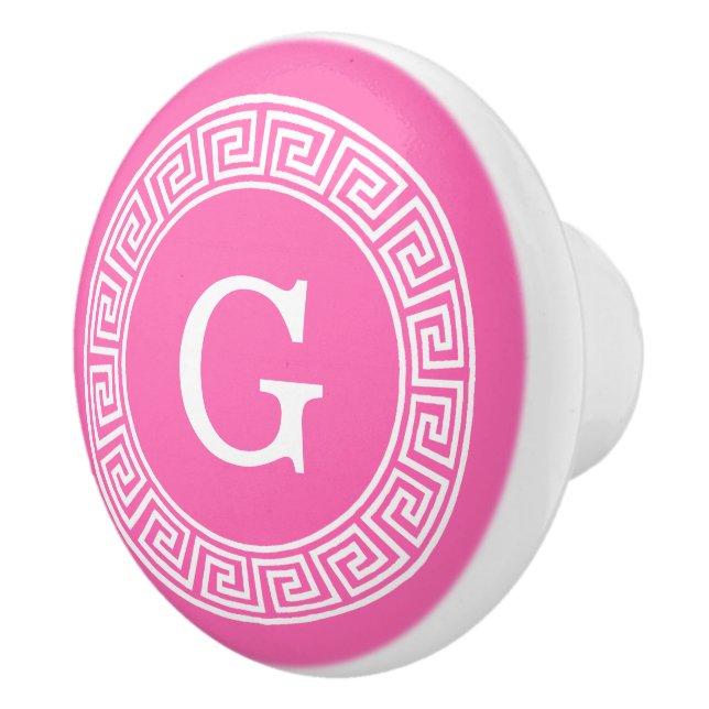 Shock rosa Whit Grekiska Nyckel Rnd Ram Initial Mo Knopp (Höger)
