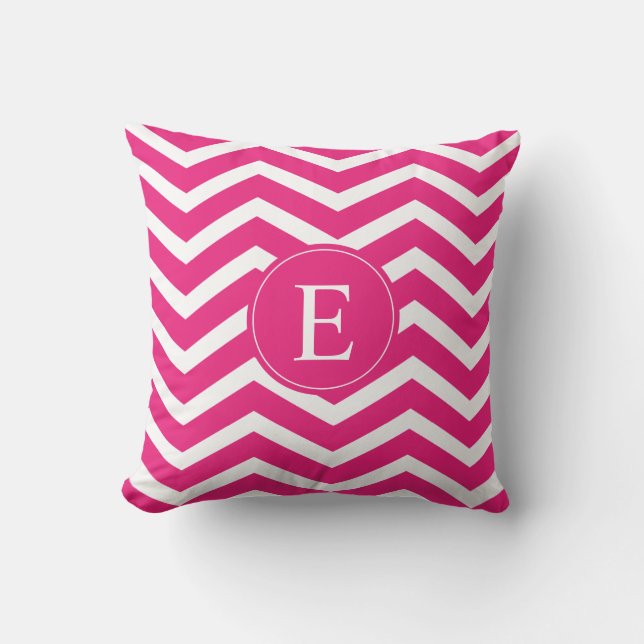 shock rosa White Chevron Monogram Kudde (Framsida)