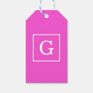 Shock rosa White Framed Monogram Presentetikett