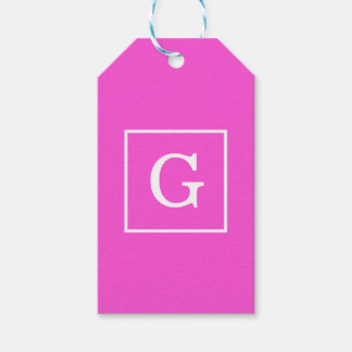 Shock rosa White Framed Monogram Presentetikett