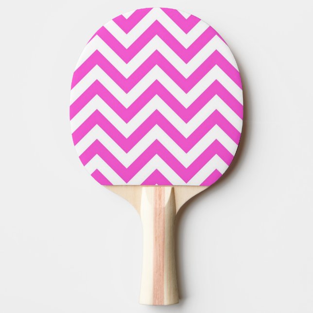 Shock rosa White Large Chevron ZigZag Mönster Pingisracket (Framsidan)