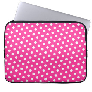 Shock rosa & White Polka Dot Laptop sleeve