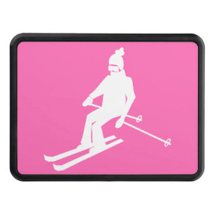 Shock rosa White Silhouette Skier Skiing Ski Dragkroksskydd