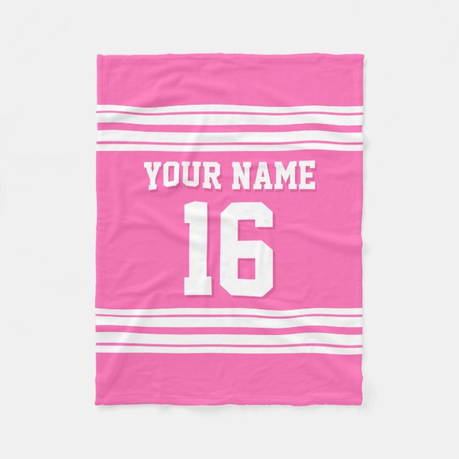 Shock rosa White Sports Jersey Fleecefilt (Framsidan)