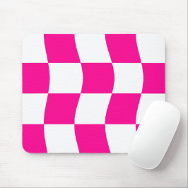 Shock rosa White Vågigt Checkerboard Mönster Musmatta