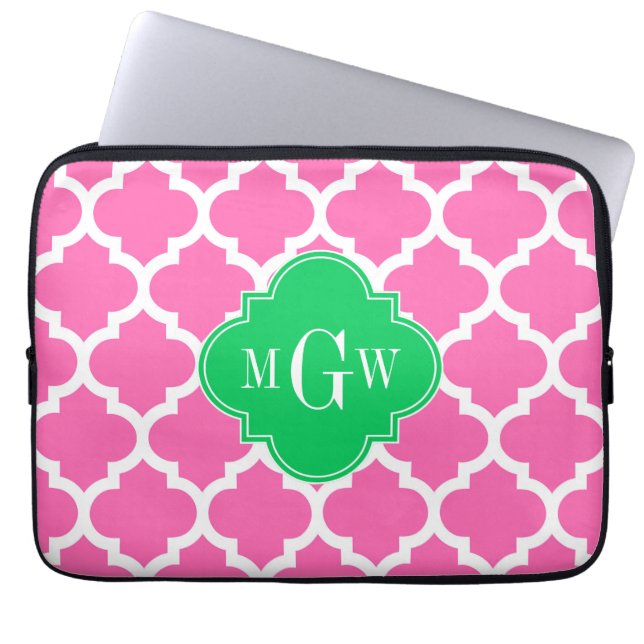 Shock rosa Wt Moroccan #5 Emerald 3 Initial Monogr Laptop Fodral (Framsidan)